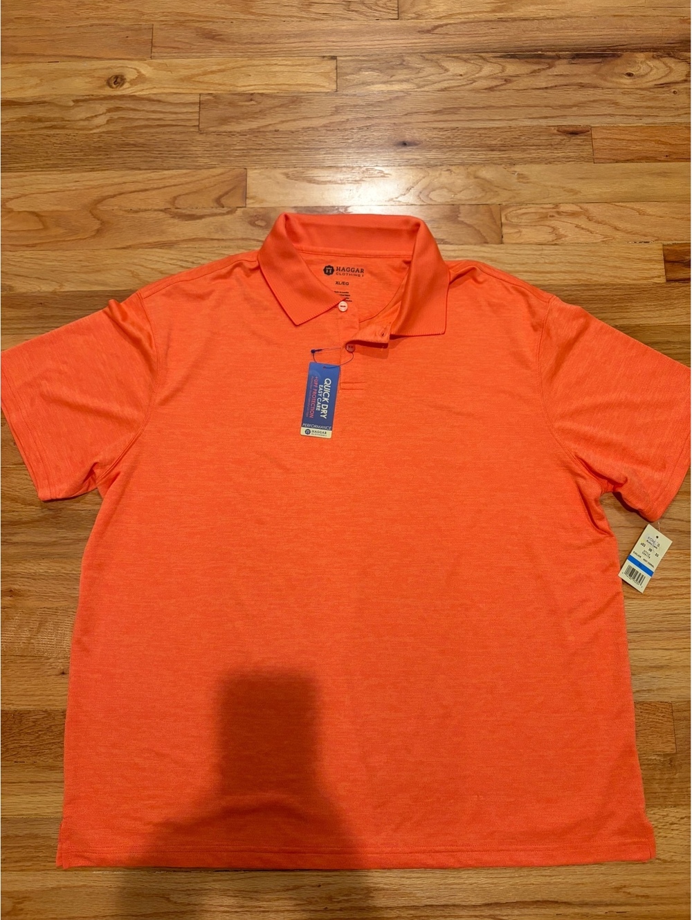 NWT Haggar Quick Dry Performance Polo Shirt XL Hot Coral Short Sleeve Golf